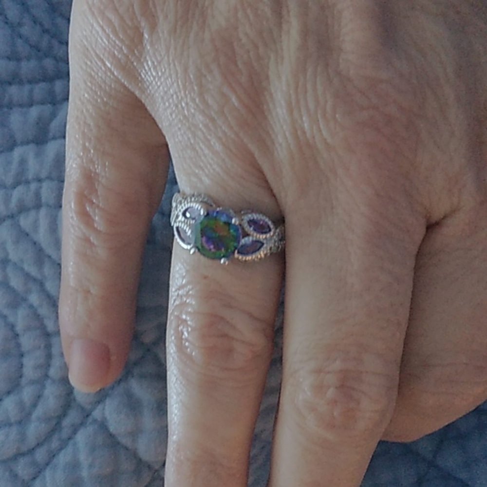 (D1) S925 Luxury Multicolor CZ Ring S 925 - Picture 3 of 4